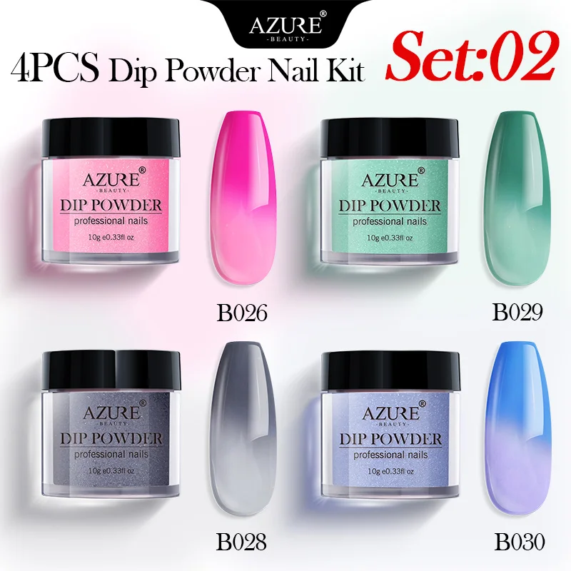 Azure Beauty 4 шт./лот хамелеон набор порошков для ногтей градиентный цвет