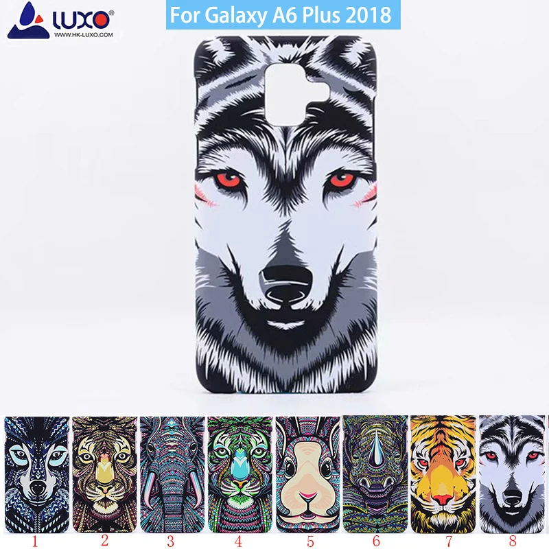 luxo Forest King Aztec Animals Faces Lion Wolf Owl Pattern PC Hard Printing Phone Case Cover for Samsung Galaxy A6 plus 2018 | Мобильные