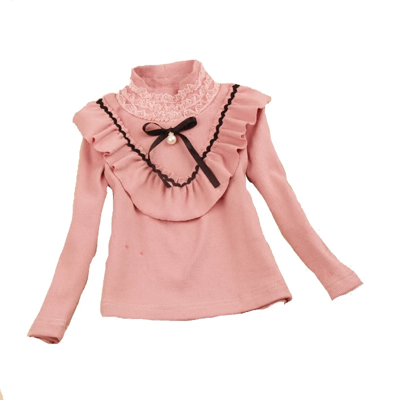Осенняя одежда для маленьких девочек детская блузка с милым бантом школьная