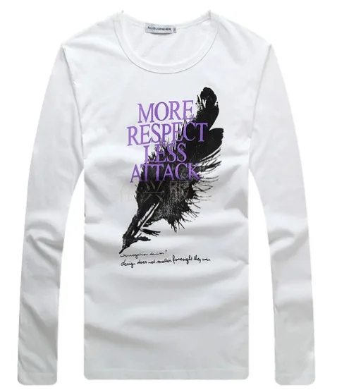 Мужчины в полный рукав рубашка корейский выращивания футболки 100% хлопок под |