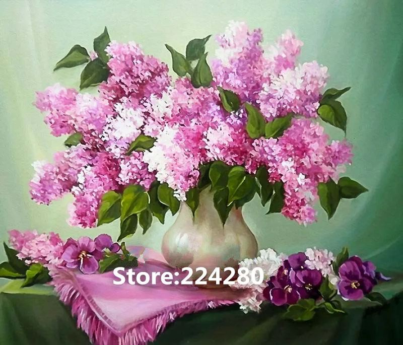 Рукоделие для вышивки DIY картина маслом цветок сиреневый фиолетовый Набор