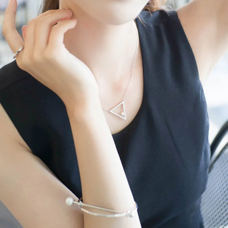 Маятниковые ожерелья collier argent aros mujer oreja de plata 925 ювелирные изделия colgantes минимализм подвеска треугольная ожерелье colares
