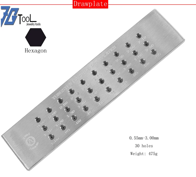Hexagon Shape 3.10-5.00mm 30 holes/20 holes, Tungsten Carbide Wire Drawplate, Jewelry Making tools