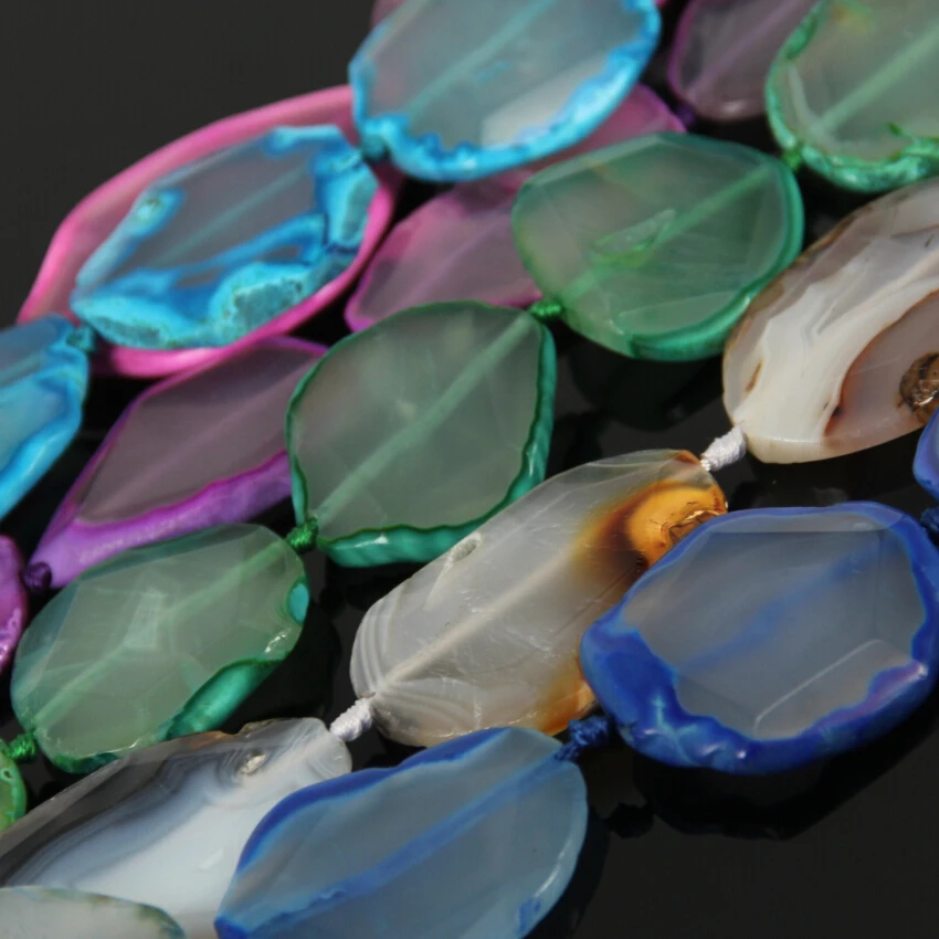 Разные цвета натуральные бусины из Драпированного агата россыпью крупные