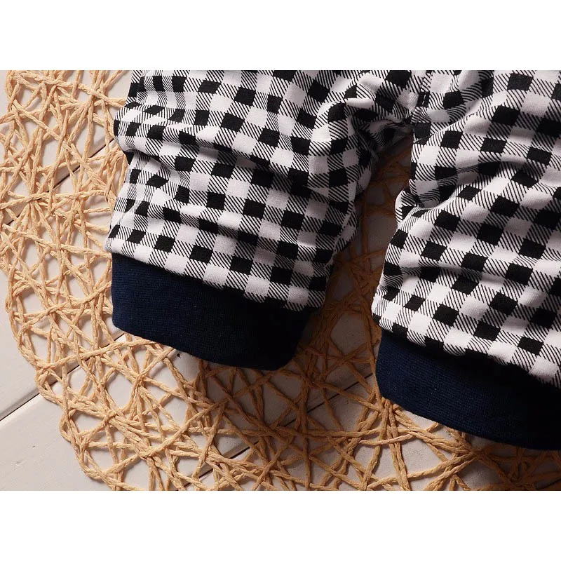 Летние комплекты одежды для маленьких мальчиков модная клетчатая футболка с