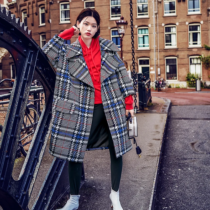 2018 осенне-зимнее женское Новое толстое теплое шерстяное пальто с отложным