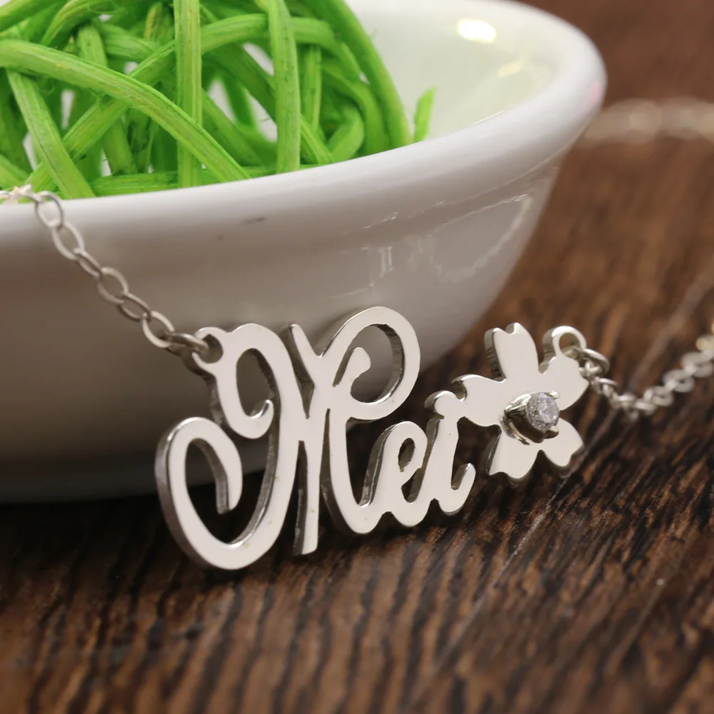Индивидуальное ожерелье с именем и цветком для женщин ювелирные изделия