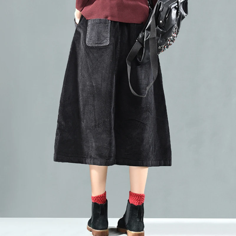 Новинка 2019 Вельветовые женские юбки модная контрастная Повседневная Женская