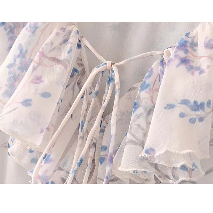 TEELYNN Цветочные boho женские костюмы 2018 принт шифон Длинные рукава Сексуальные