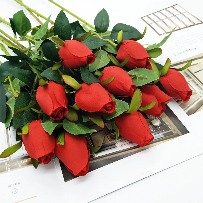 5 шт./лот пластиковые розы искусственные цветы настоящие на ощупь новый год