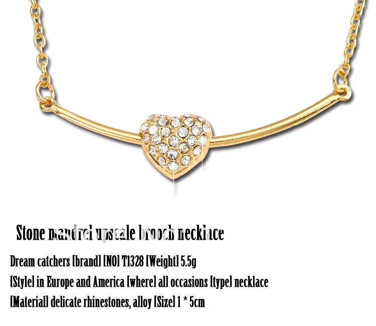 Ожерелье в форме сердца с золотым покрытием и стразами подарок на выпускной