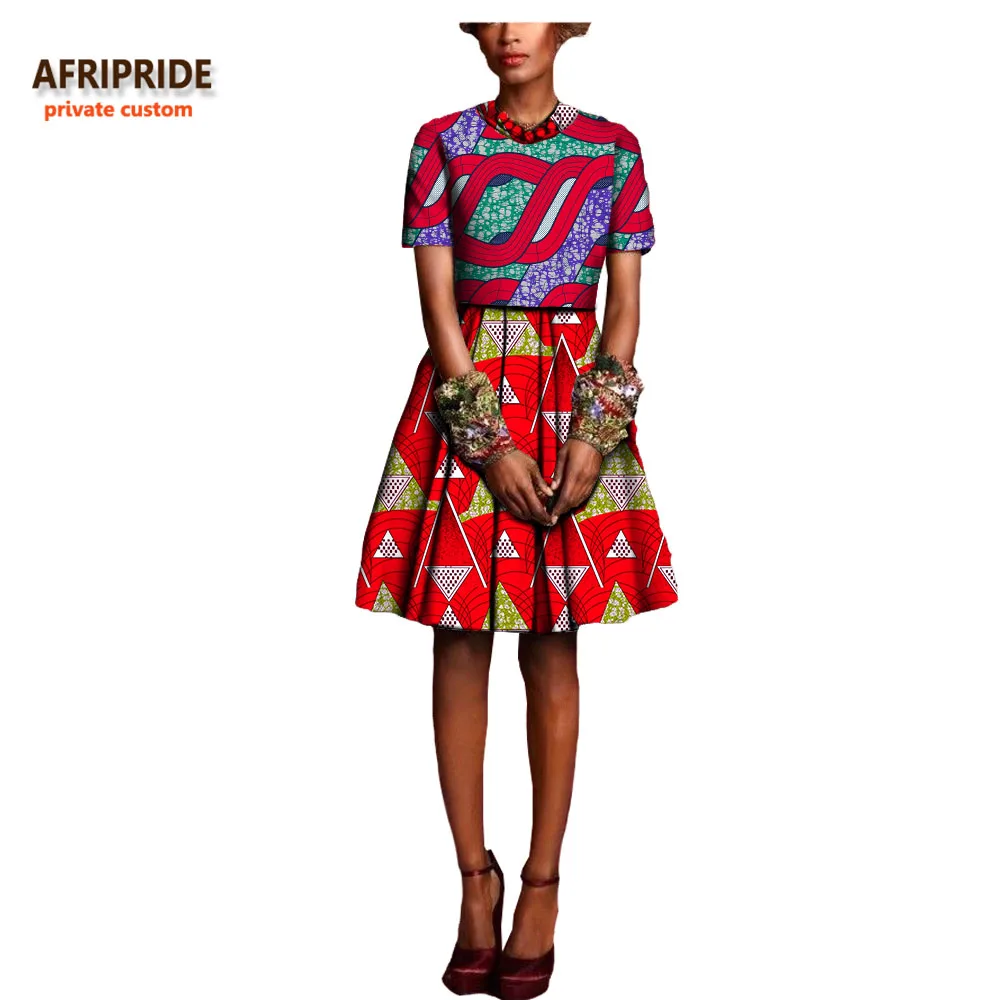 Женский костюм из 2 предметов AFRIPRIDE топ с коротким рукавом + Плиссированное Платье