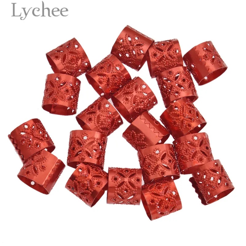 Lychee 20 шт модные алюминиевые дреды бисер смешанный цвет полые волосы оплетка