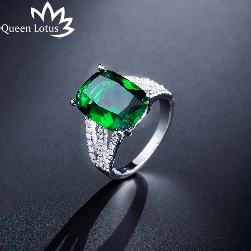 Queen Lotus 2018 гиперболы геометрические зеленый камень большое кольцо женские кольца