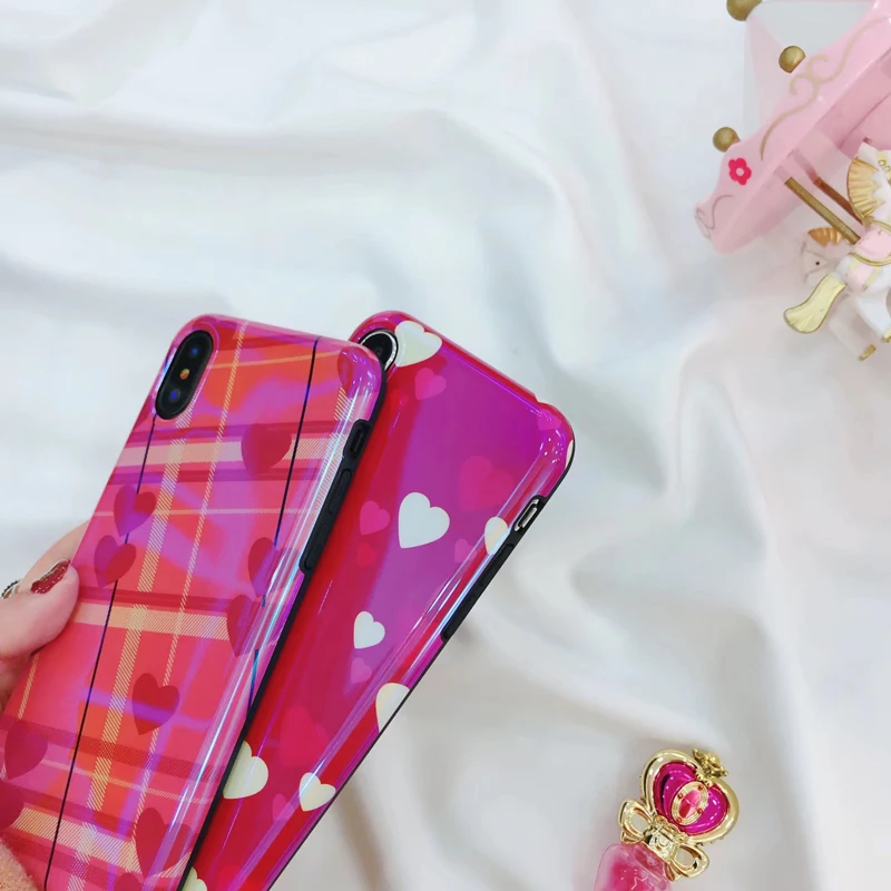 Fashion Blue Ray Phone Case for iPhone X XR XS MAX Cute Love Heart Soft Silicon Luxury Cover 6 7 8 plus |