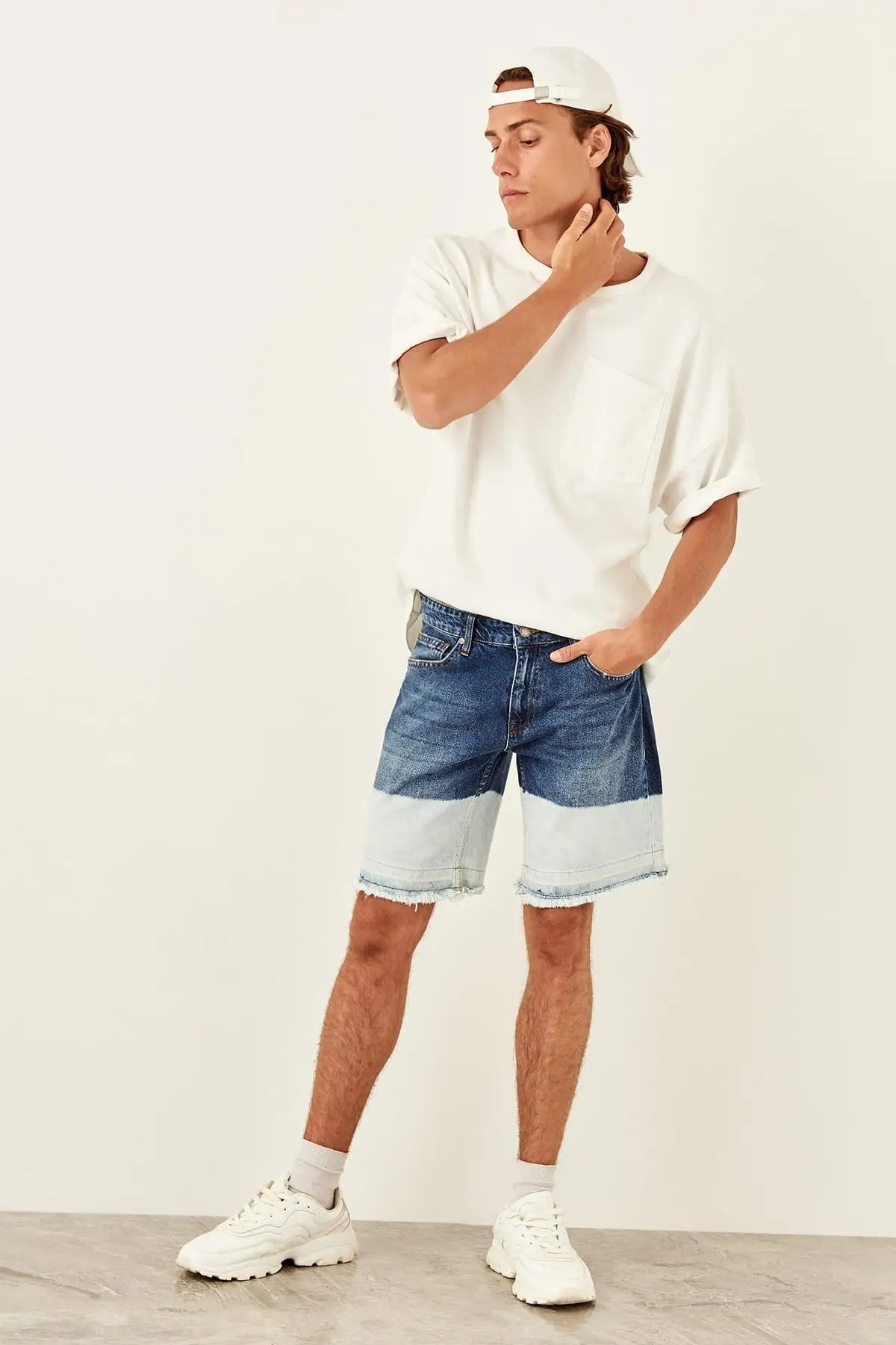 Trendyol Индиго мужчины батик мыть деним новые шорты TMNSS19SR0003 | Мужская одежда