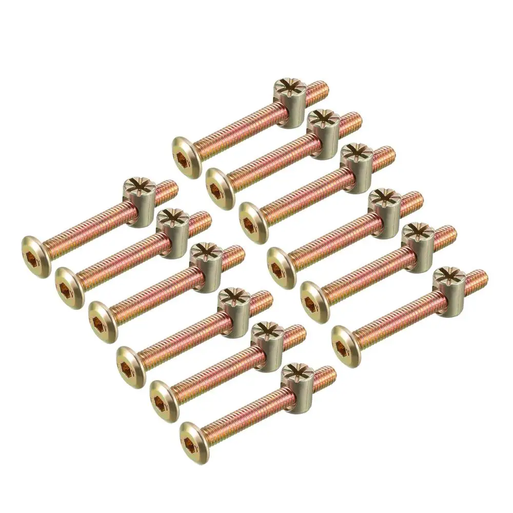 

uxcell 12sets/10sets M6 Barrel Nuts Dowel Nut Fixing Screws Set Furniture Bolts Nuts Set Connector Carbon Steel Fastener