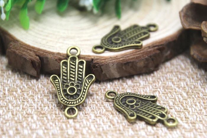 15 шт Подвески в виде руки хамсы -- Античная бронзовая основа металлические