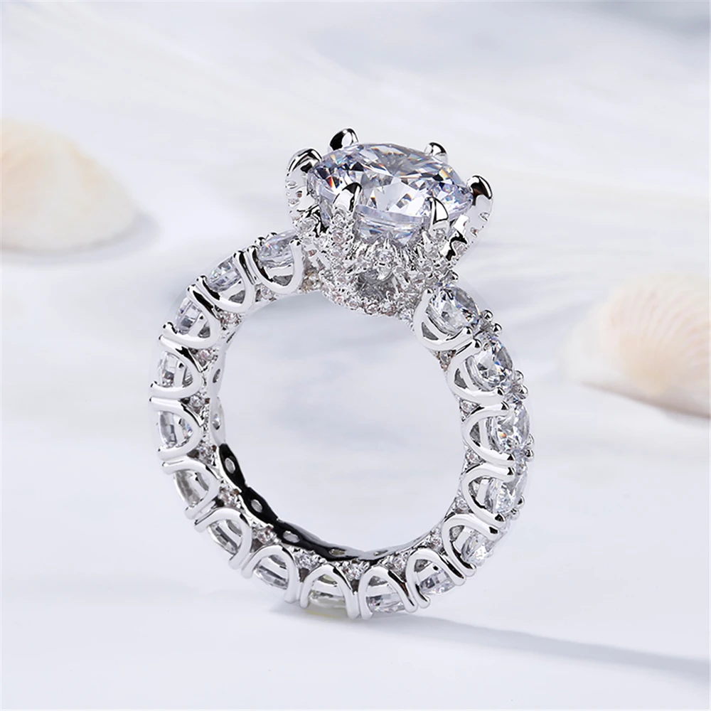 Mdean 925 пробы Серебряное обручальное кольцо 3 7 карат Круглой Огранки AAA модное