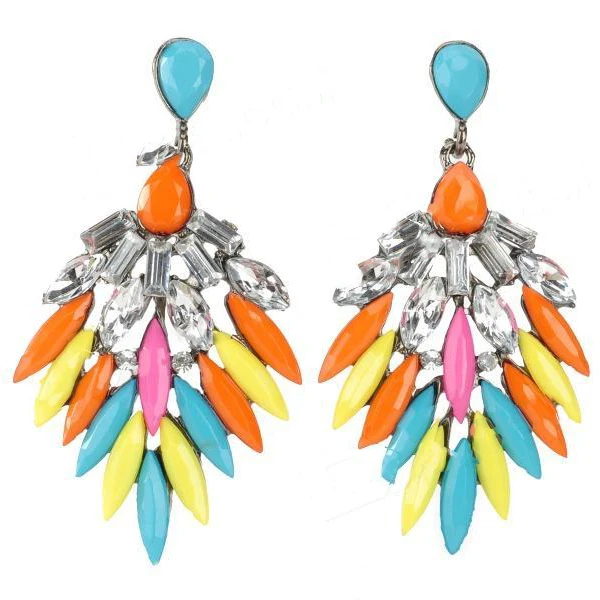 Cuddle Luxurious Shiny Crystal Wing Style Pendant Earring - Multicolored (2 PCS) |