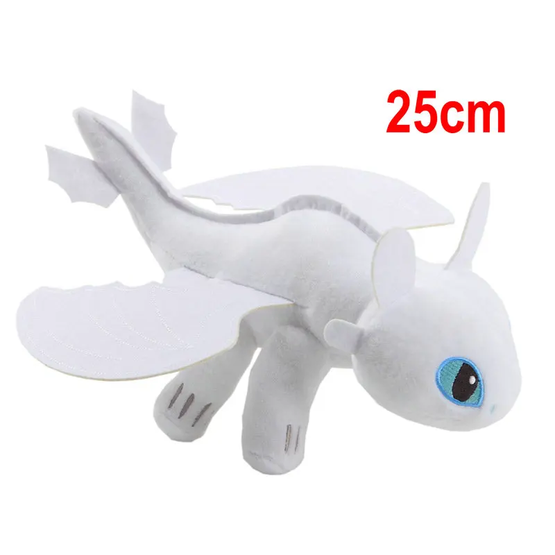 white 25cm Новинка, Как приручить дракона 3 скрытый мир, плюшевая игрушка, ваш беззубый светильник, Fury/Ночная Фурия, мягкие куклы, игрушки, детский подарок - Цвет: white 25cm