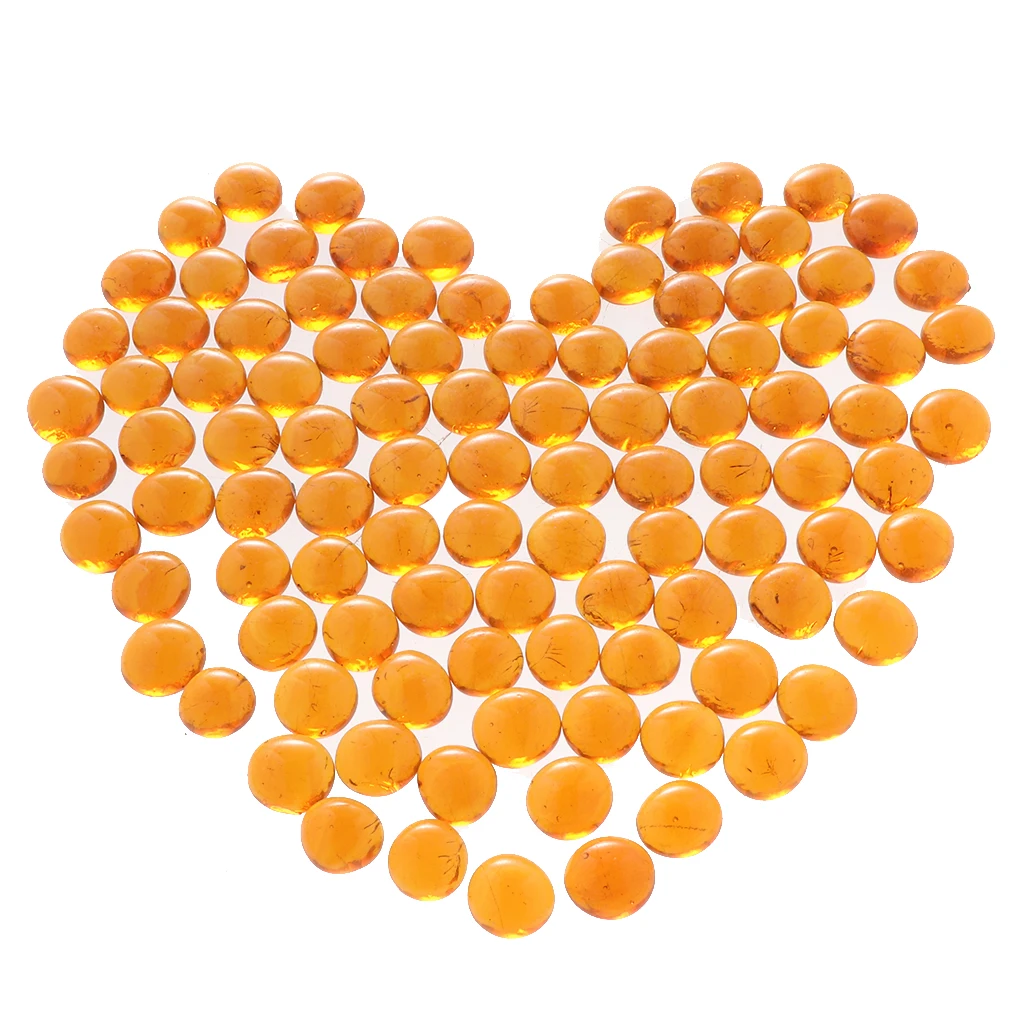 Transparent Amber 100 шт стеклянные камни, прозрачные мраморы, рыбный бак, галька, плоское дно, круглый верх, декоративные элементы, товары для флористов - Цвет: Transparent Amber