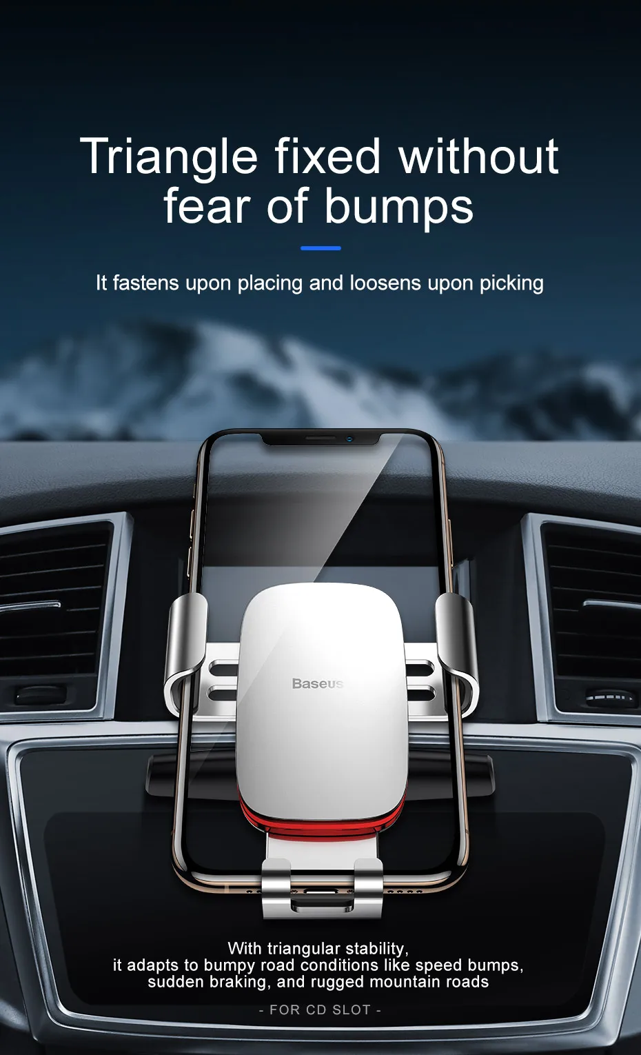 Автомобильный держатель для телефона Baseus с CD слотом для iPhone Xr 8 7 Plus, держатель для телефона, подставка в машину для Xiaomi Redmi Note 7, поддержка автомобильного смартфона