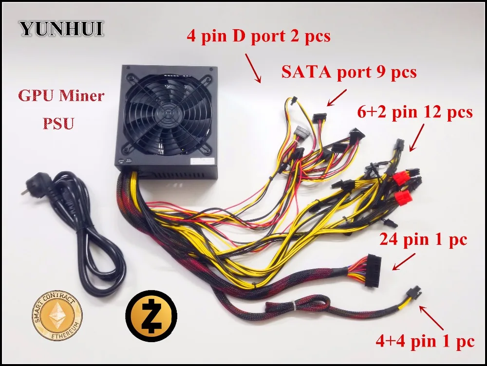 Заводская цена ETH ETC ZCASH MINER Gold POWER HQC 1800 Вт макс. 12 В 150А блок питания для Miner R9 380 RX 470