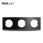 Wallpad L6 черный тройной настенный выключатель с 3 клавишами, алюминиевая металлическая пластина для настенного выключателя, свободная комбинация, 258*86 мм