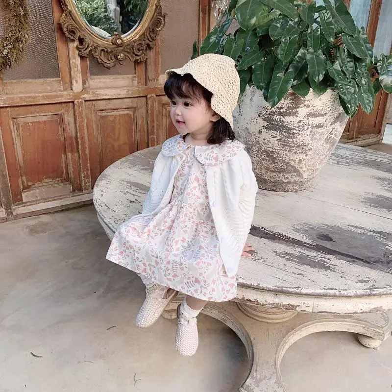 Белый Girls Spring Vintage Pattern Fine Wool Knitted Sweater Jacket Children Cardigan Cardigan For Girls Spring - Цвет: Белый