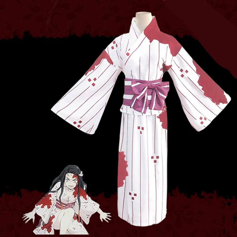 Аниме Demon Slayer Kimetsu no Yaiba Kamado Nezuko кимоно карнавальный костюм|Костюмы аниме| |