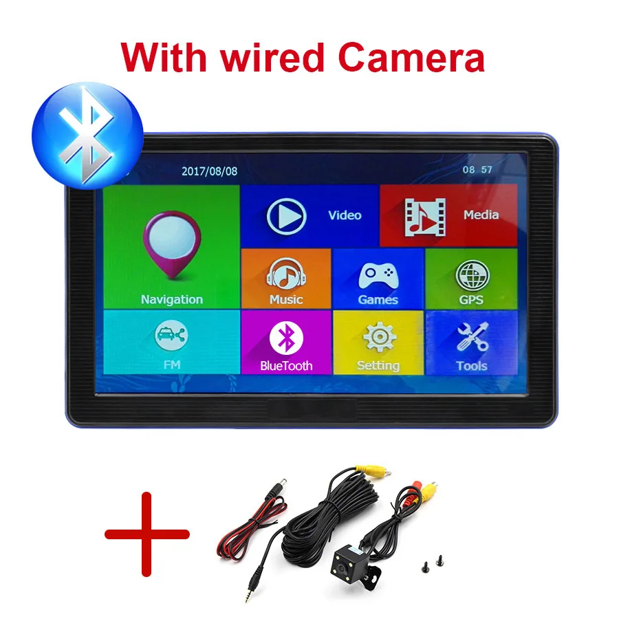 TOPSOURCE HD 7 ''портативный Автомобильный gps навигатор Win CE6.0 FM 8 ГБ 800 МГц карта для Европы/США+ Канада пожизненные карты и дорожные карты - Размер экрана, дюймов: With Wired Camera