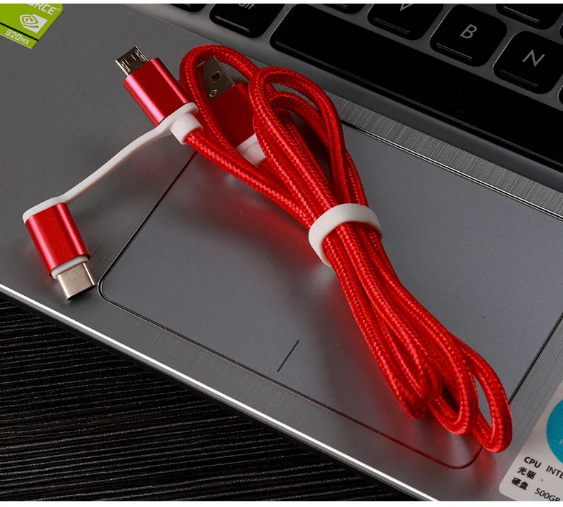2 в 1 USB кабель type C Micro USB кабель для быстрой зарядки многофункциональный USB C нейлоновая оплетка для samsung S9 Android кабели для мобильных телефонов