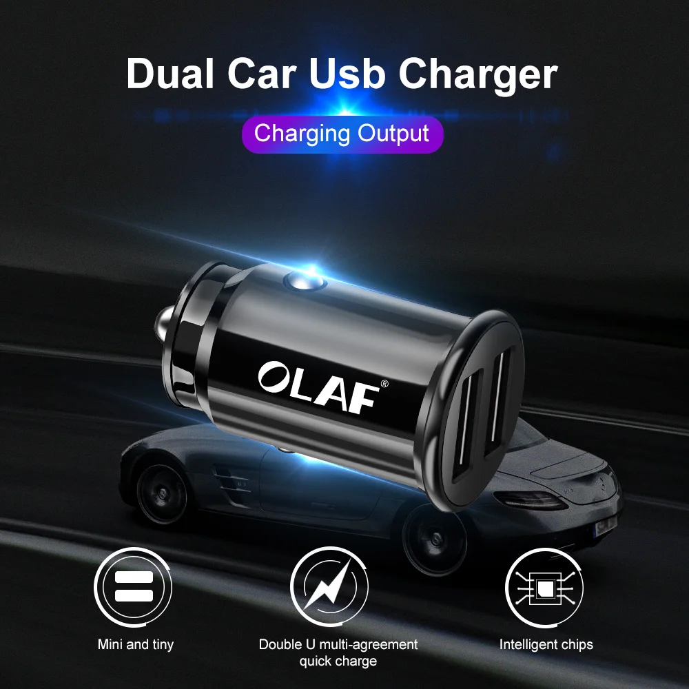 Автомобильное зарядное устройство OALF Mini USB для iPhone X 8 7 6 Plus 3 4 А быстрое Xiaomi Redmi Note