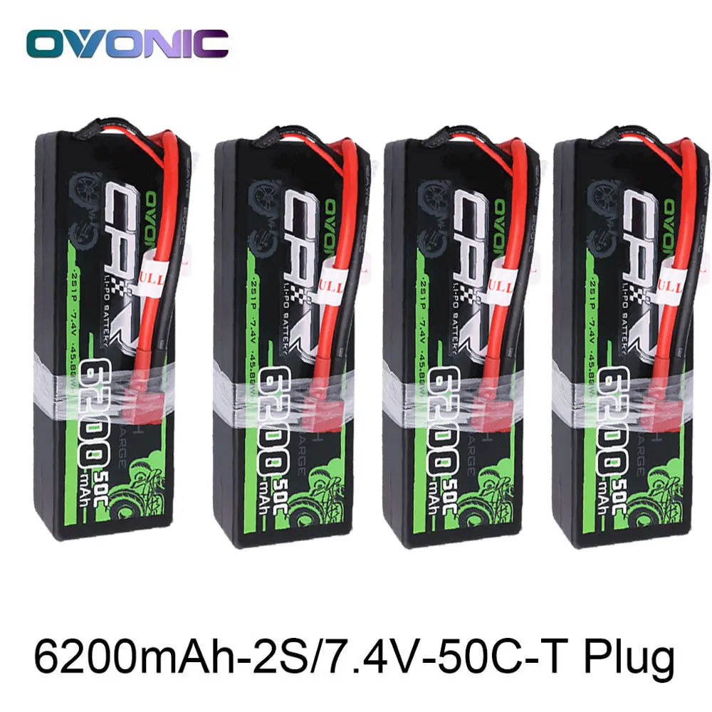4 Batteries Ovonic RC автомобиль Батарея 6200 мАч 7,4 В LiPo 2S 50C Max 100C Батарея пакет на колесиках для 1:8 1:10 Размеры Bandit Emaxx слэш HPI RC автомобиль - Цвет: 4 Batteries