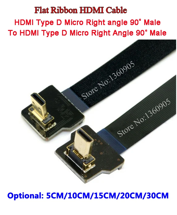 

5/10/15/20/30CM FPV Ribbon Flat Cable Ultra Thin HDMI Cable-HDMI Type D Up Angle 90 degree To HDMI Type D Down Angle 90 Degree