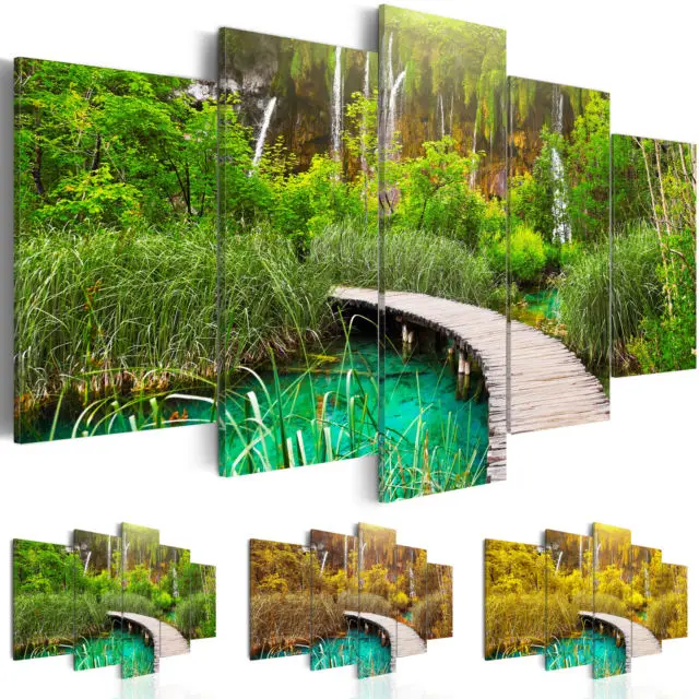 

5 Panel Art on Canvas Forest Landscape Tree Canvas Prints Modern Decorative Picture Wall Pictures for Living Room No Frame