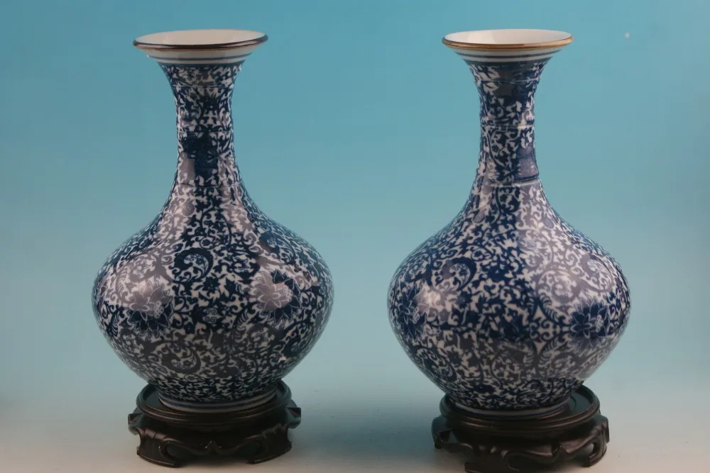 Синий и белый фарфор китайская старинная ручная роспись атмосферная ваза|vase