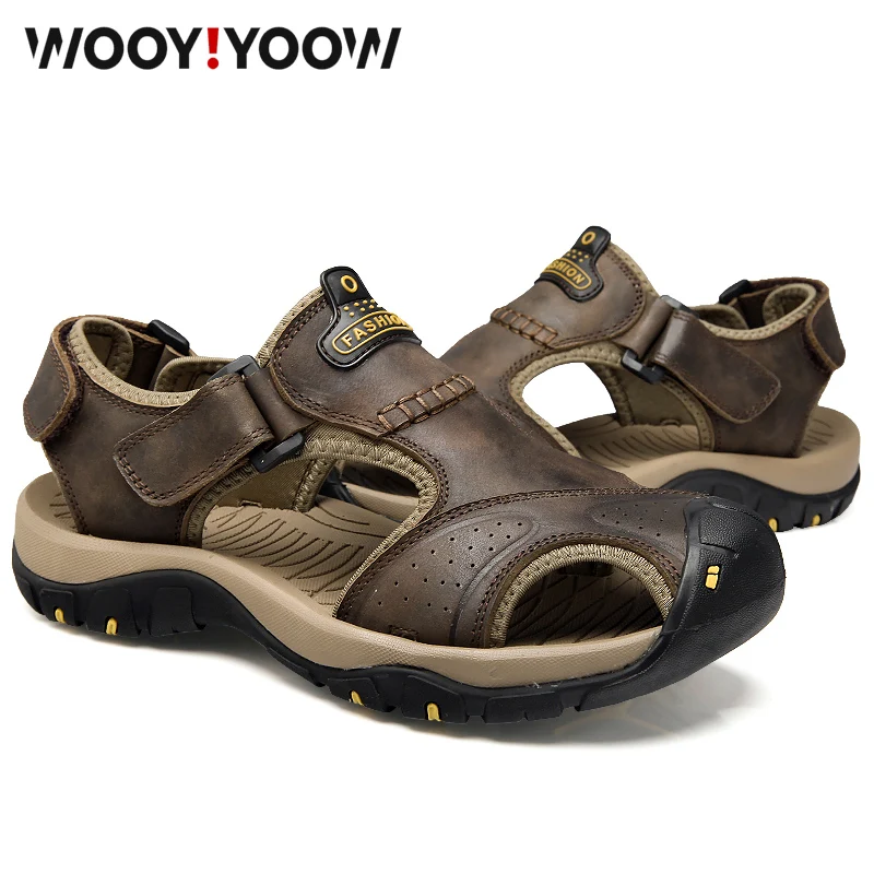 Мужские повседневные сандалии WOOY!YOOW пляжные туфли с носком модная прогулочная