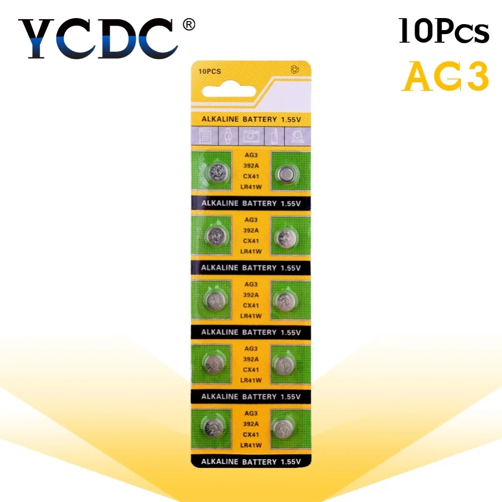 Дешевая батарея 10x LR41 AG3 392A SR41SW 384 LR736 V3GA 192 1,55 V, батарейка для часов, лазерный указатель, фонарь