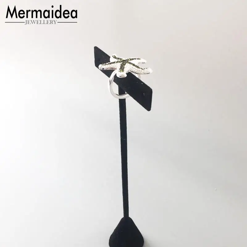 Посеребренные зеленые CZ открытые кольца в виде морской звезды 2020 Glamourous с