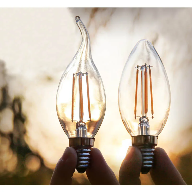 Светодиодный светильник E27/E14 4 шт. 220 В светодиодный накаливания 2 Вт 6 8 Вт|led filament