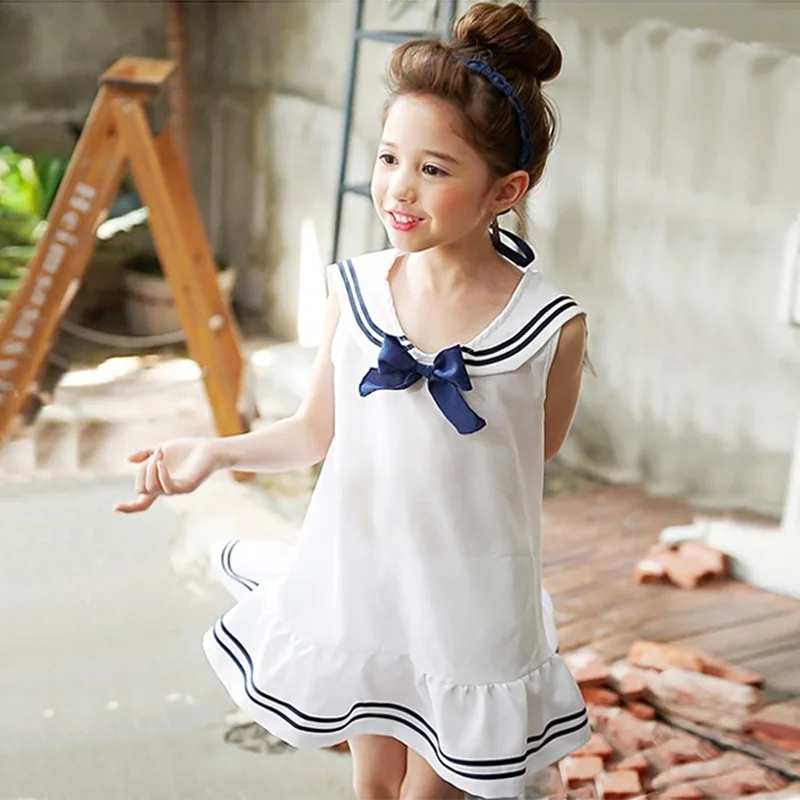 Хлопковое платье без рукавов для девочек Летние Детские платья выпускного