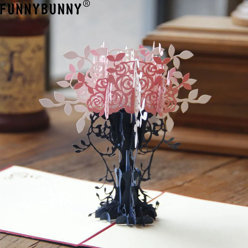 FUNNYBUNNY Flower 3D всплывающие поздравительные открытки букет цветов с очаровательными