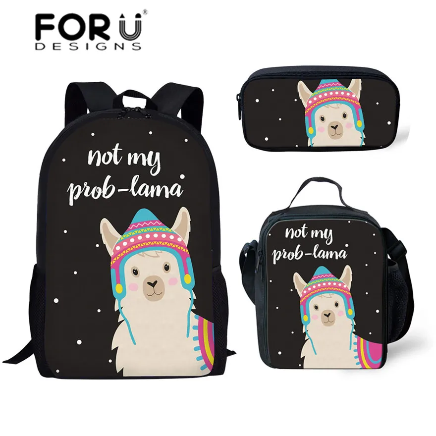 FORUDESIGNS/милые животные Альпака печати школьные сумки для детей в возрасте от 3 шт./компл. школьные сумки для детей сумки на плечо для девочек Mochila Escolar