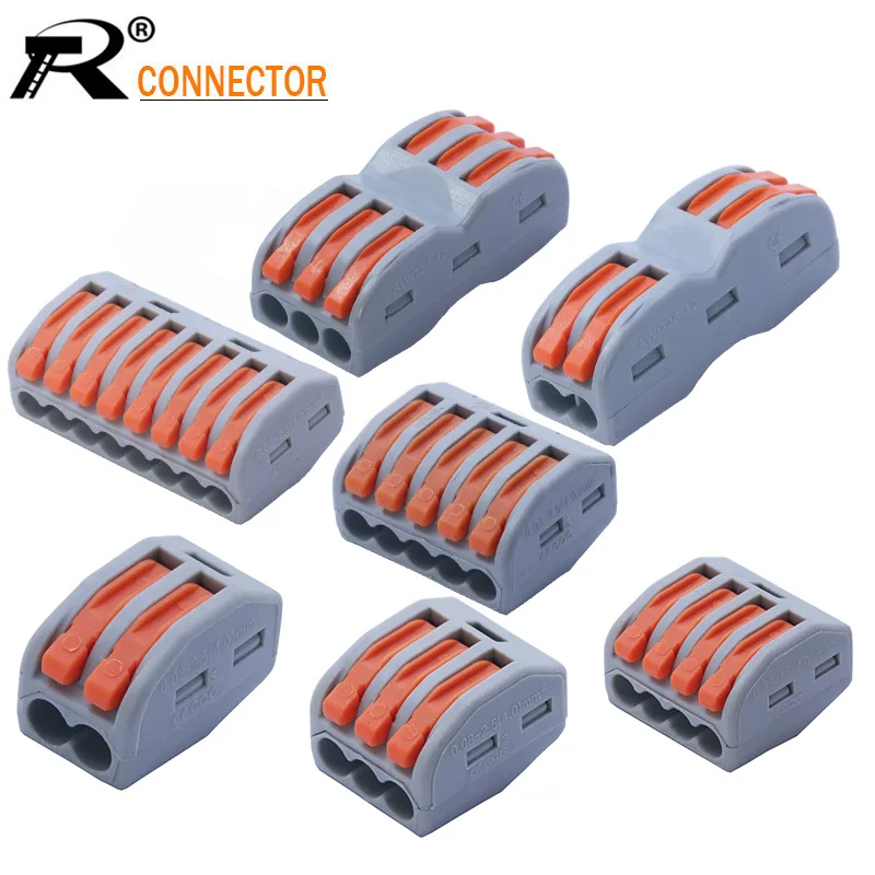 100pcs 222 Mini Fast Wire Connectors Universal Compact Wiring Connector Push-in Terminal Block Splice Cable Splitter | Обустройство