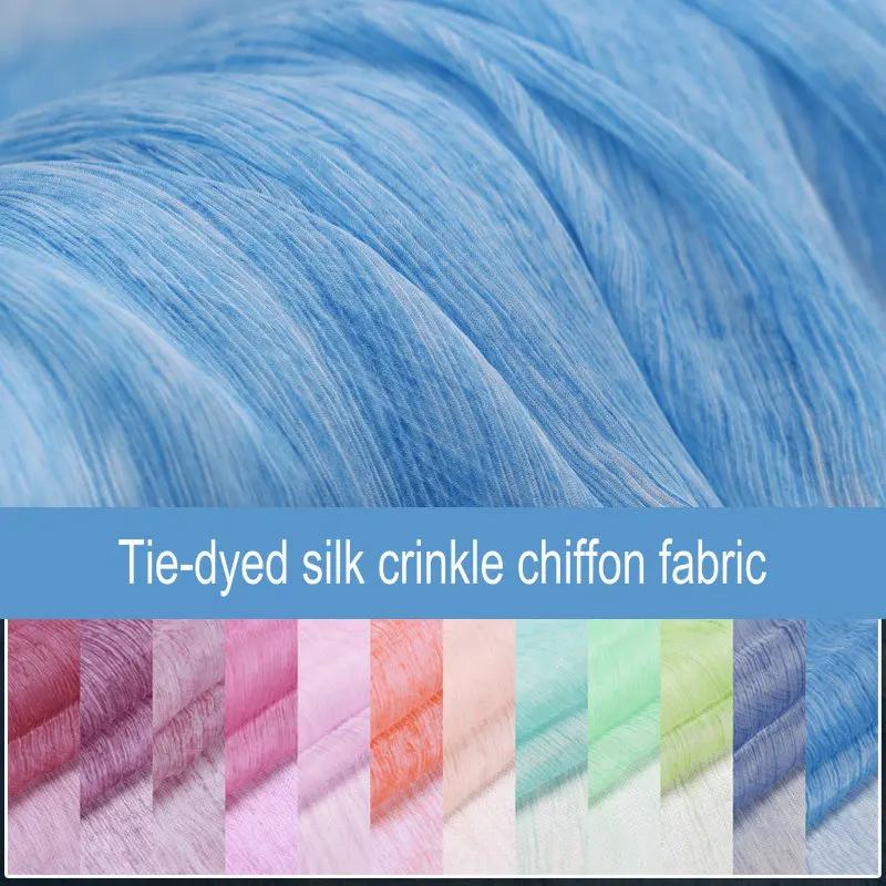 

multicolor Tie-dyed silk crinkle chiffon fabirc HLC137