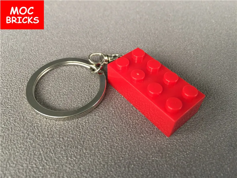 Red MOC красочный Кирпич 2X4 Рисунок брелок DIY Развивающие строительные блоки модель экшн Игрушка Дети Лучшие подарки - Цвет: Red