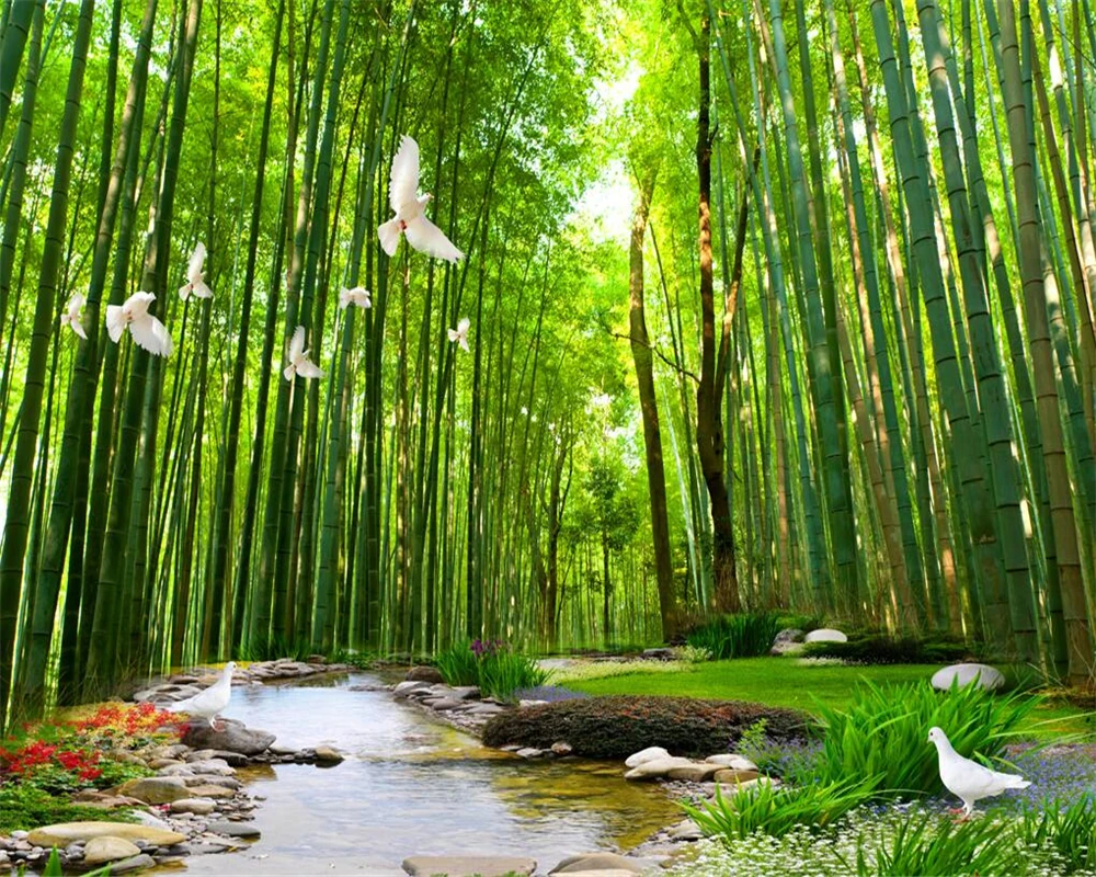 Beibehang Декор для дома фрески настенная бумага бамбук вода отдых пространство