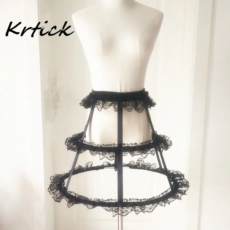 Новый стиль Подъюбники 2 Обручи короткий подъюбник кринолин с кружевом для